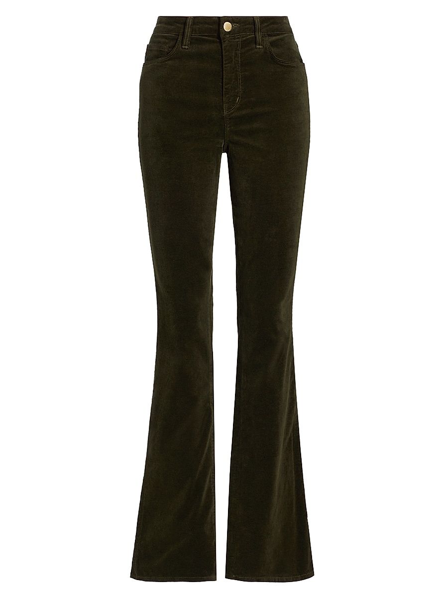 Women's Stevie High-Rise Velvet Straight-Leg Jeans - Pine - Size 30