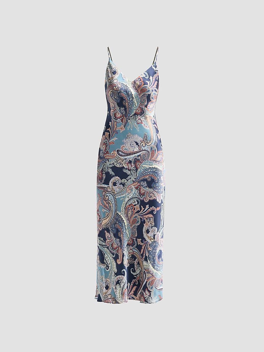 Women's Seridie Silk Midi Slipdress - Midnight Besarabian Paisley - Size 18