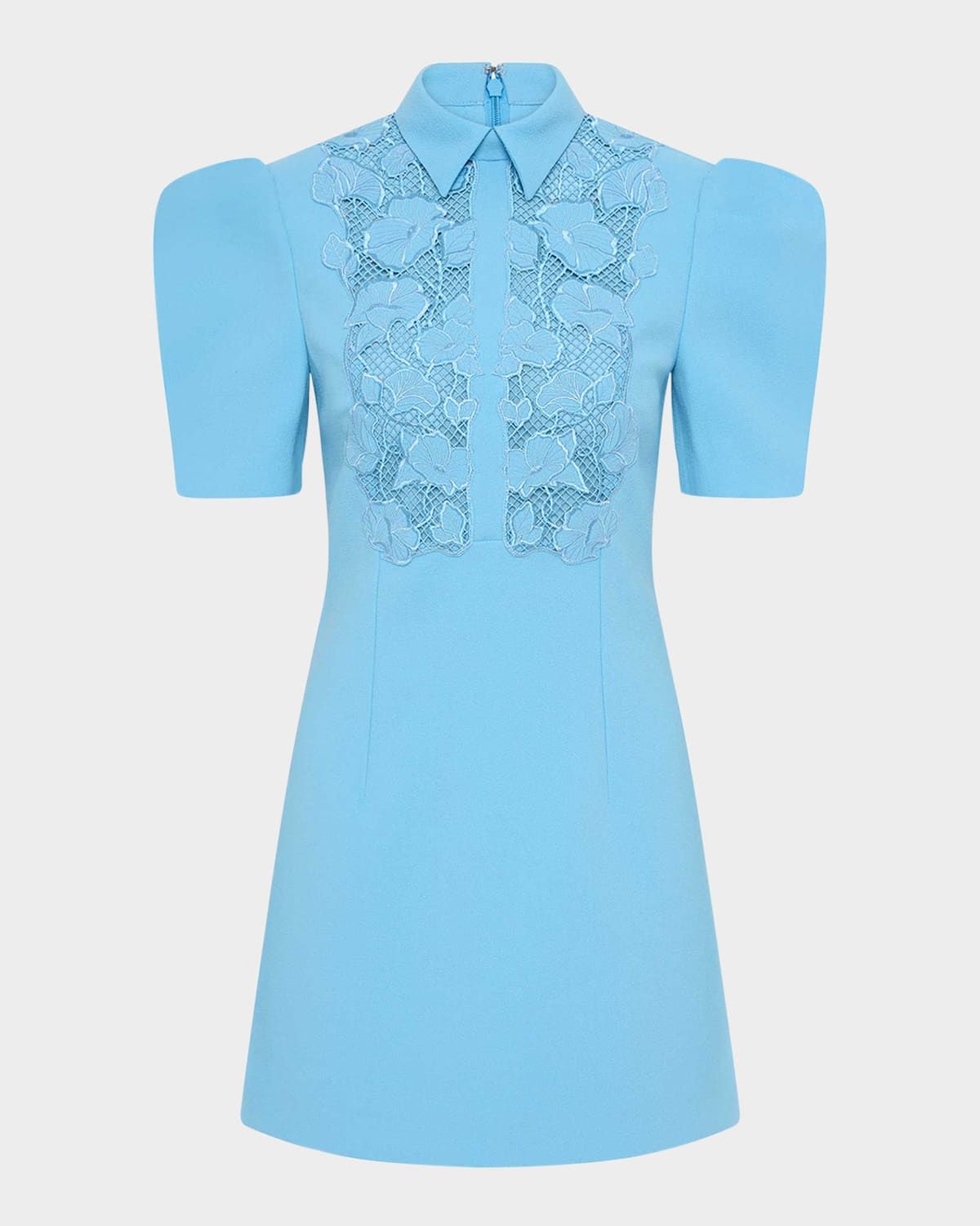 Skye Puff-Sleeve Embroidered Lace Mini Dress
