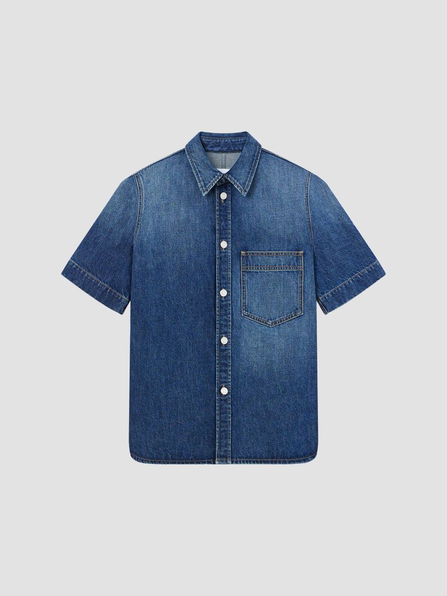 Givenchy Men's Couture Seam Shirt in Denim - Dark Blue - Size XXL