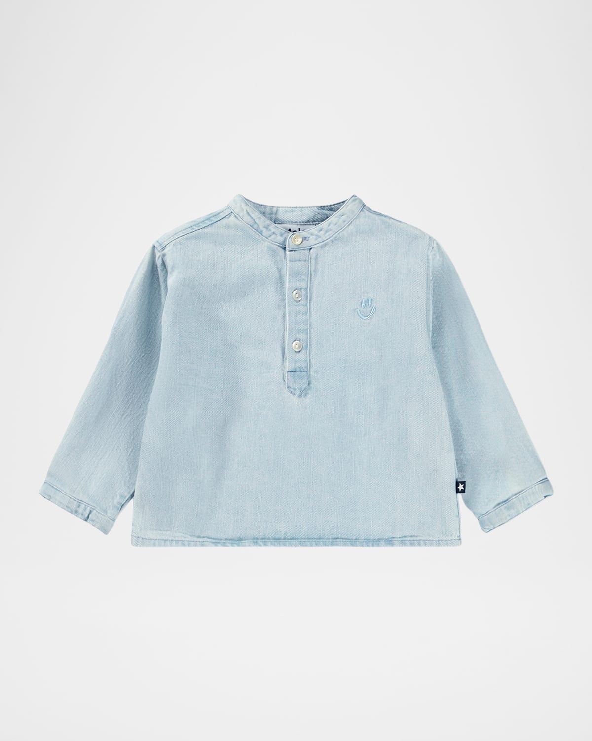 Boy & apos;s Enoz Mandarin-Collar Denim Top, Size 6M-2
