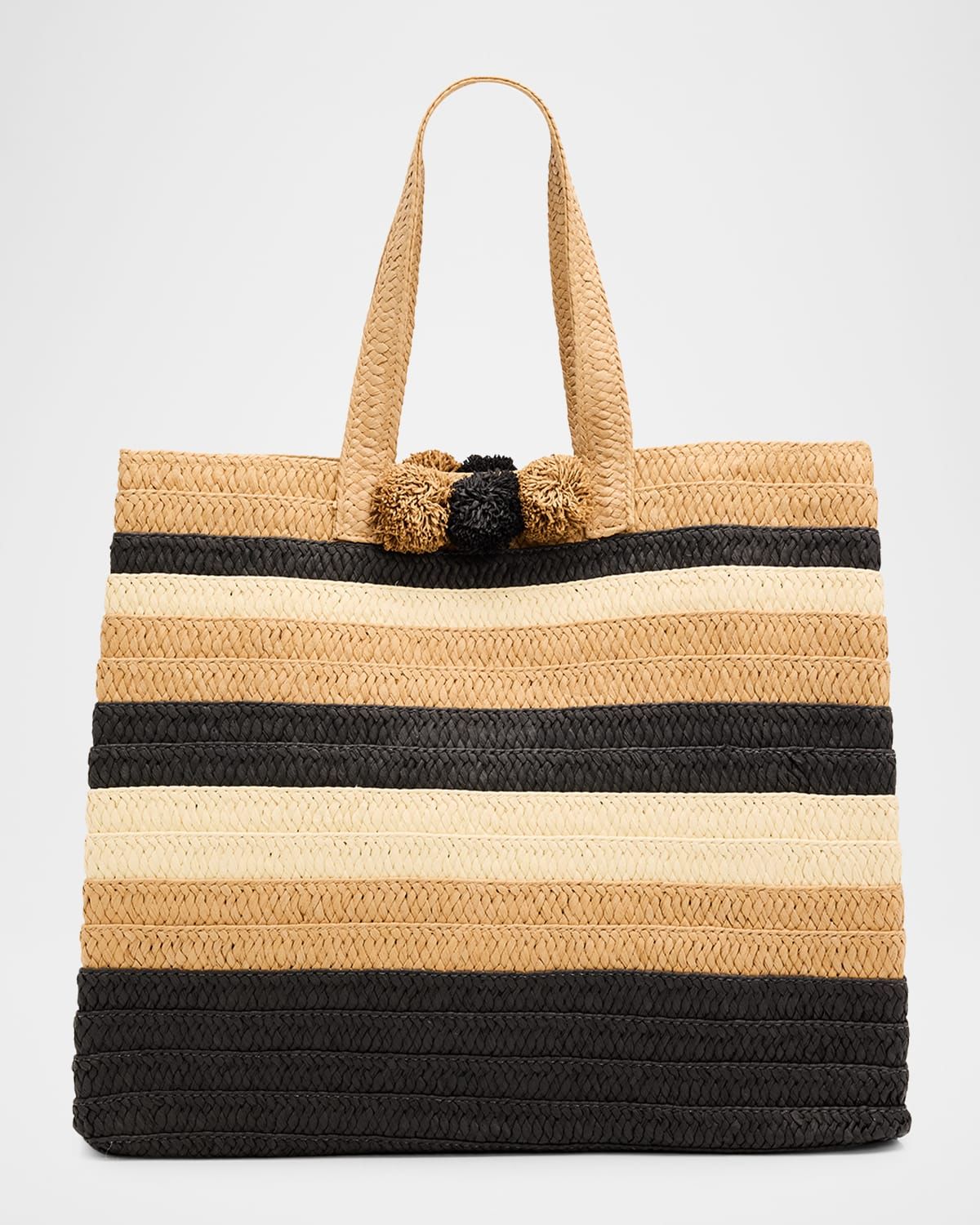 Lou Striped Woven Paper Straw Tote Bag