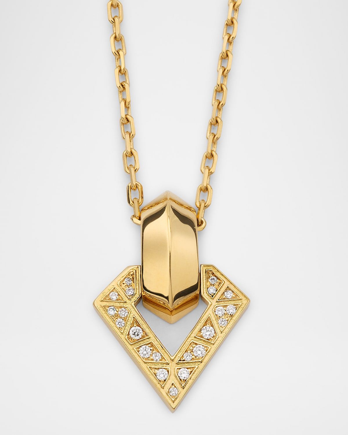 18K Yellow Gold Diamond Cross Brute Pendant Necklace