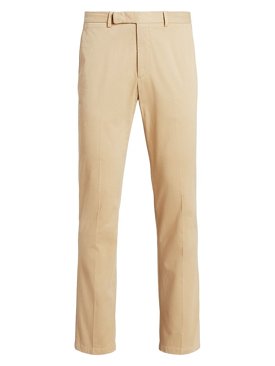 Men's Flat-Front Chino Trousers - Tan - Size 40