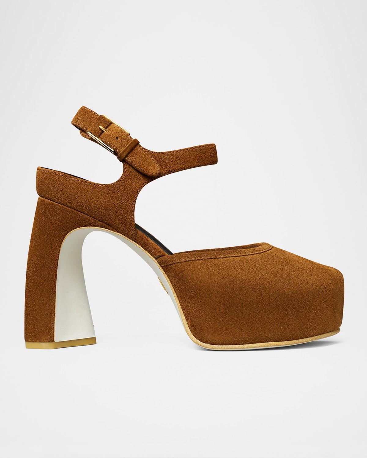 Peep-Toe Suede Platform Sandals