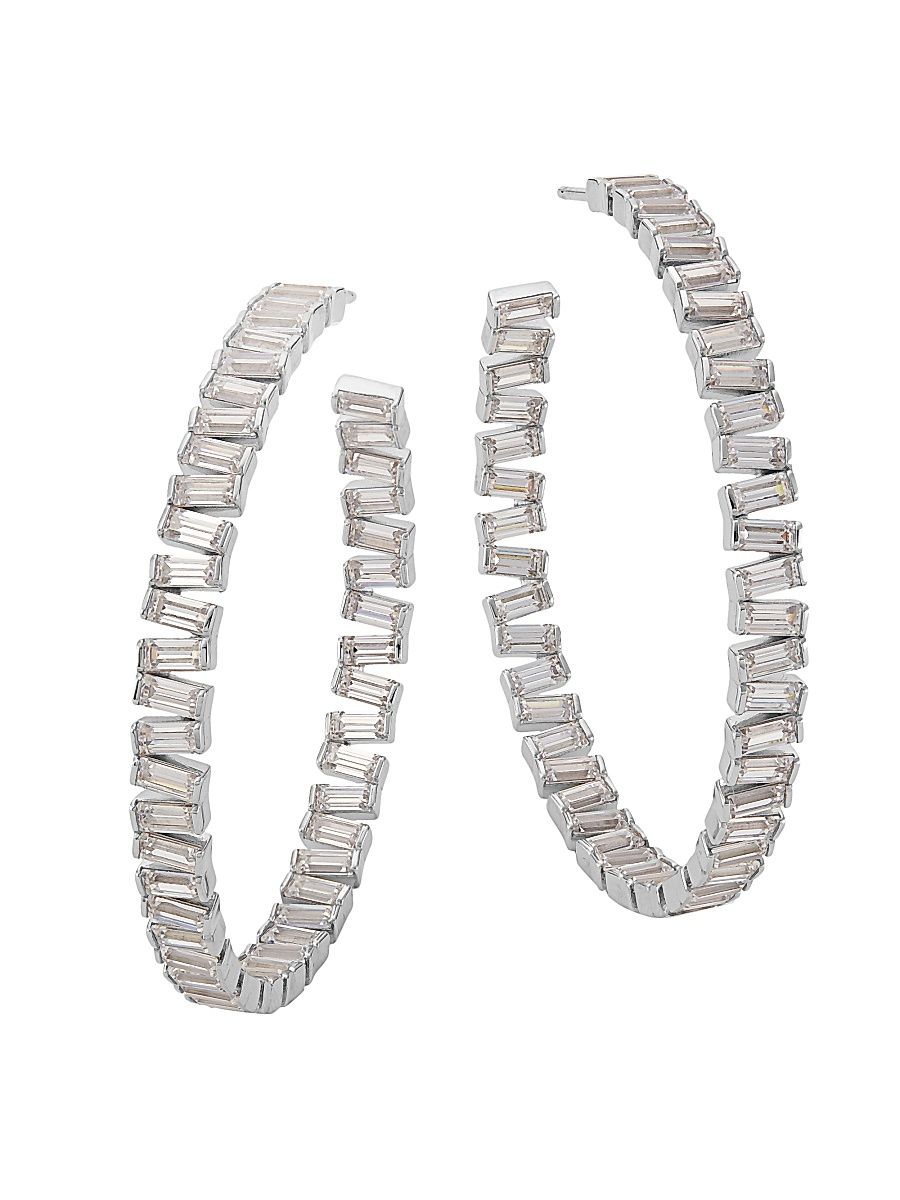 Women's Revelry Sterling Silver & Cubic Zirconia Inside-Out Hoop Earrings - Silver