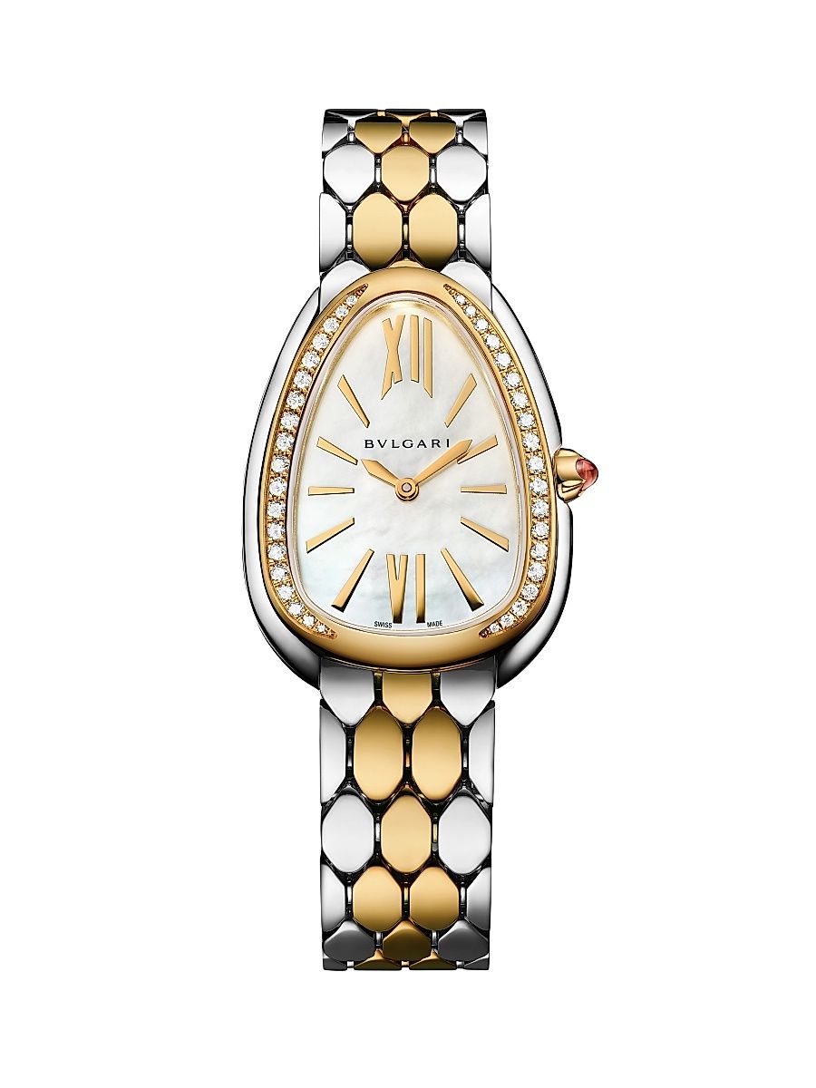 Women's Serpenti Seduttori Stainless Steel, 18K Yellow Gold & 0.39 TCW Diamond Bracelet Watch/33MM - Yellow Gold