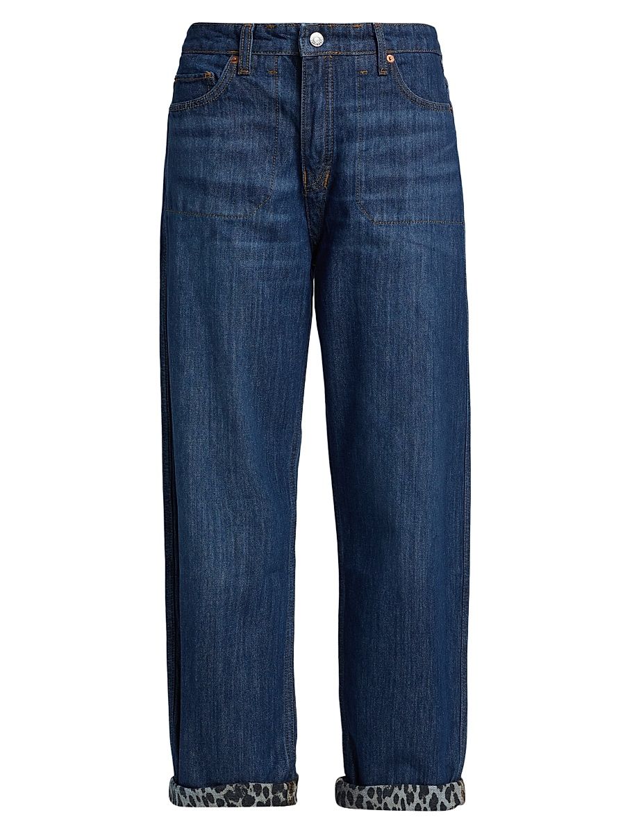 Women's The Rewind Printed-Cuff Jeans - Dark Santa Cruz Cheetah - Size 31