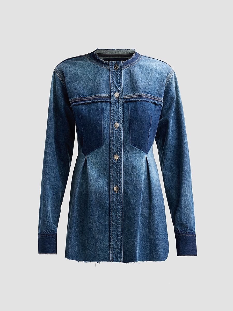 Veronica Beard Women's Weslia Denim Pleated Shacket - City Lights - Size 12