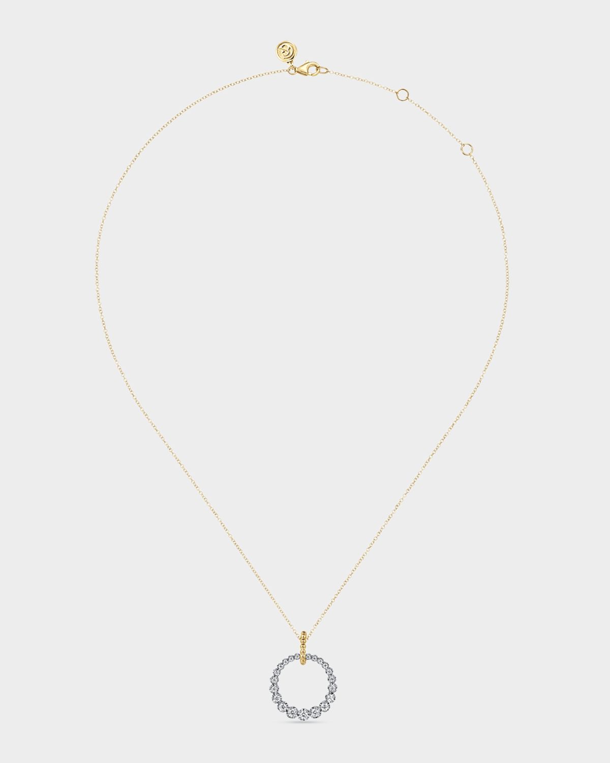 14K White and Yellow Gold Diamond Bujukan Drop Necklace, 20mm