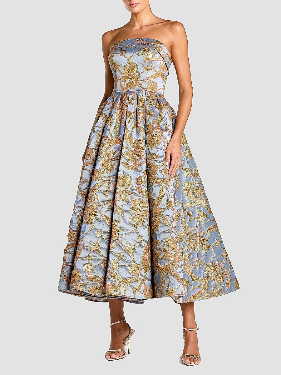 Mac Duggal Women's Floral Brocade Midi-Dress - Periwinkle Multi - Size 8