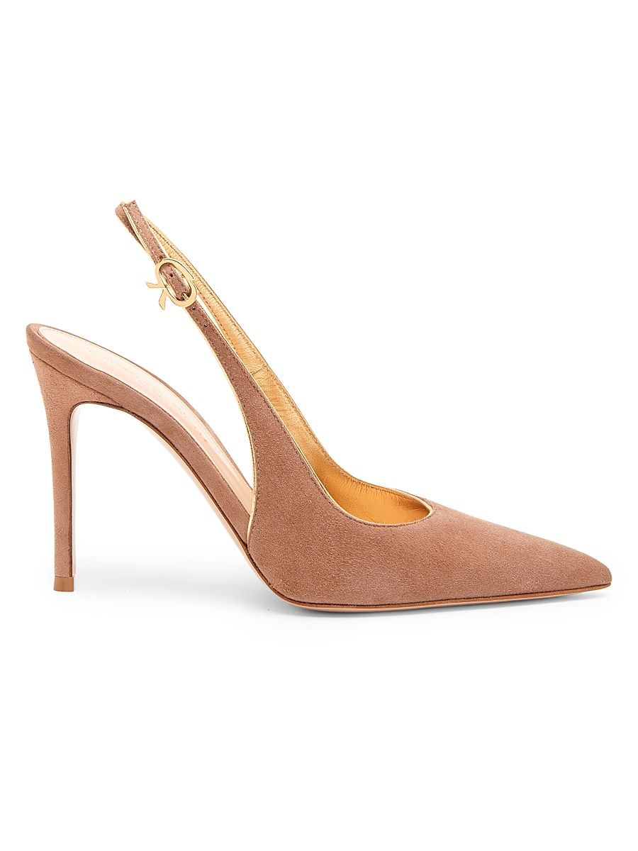 Women's 95MM Suede Slingback Pumps - Praline Mekong - Size 7.5