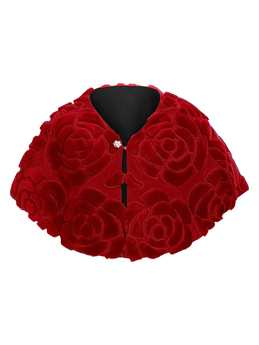 Gorski Women's Floral Embroidered Stole - Red