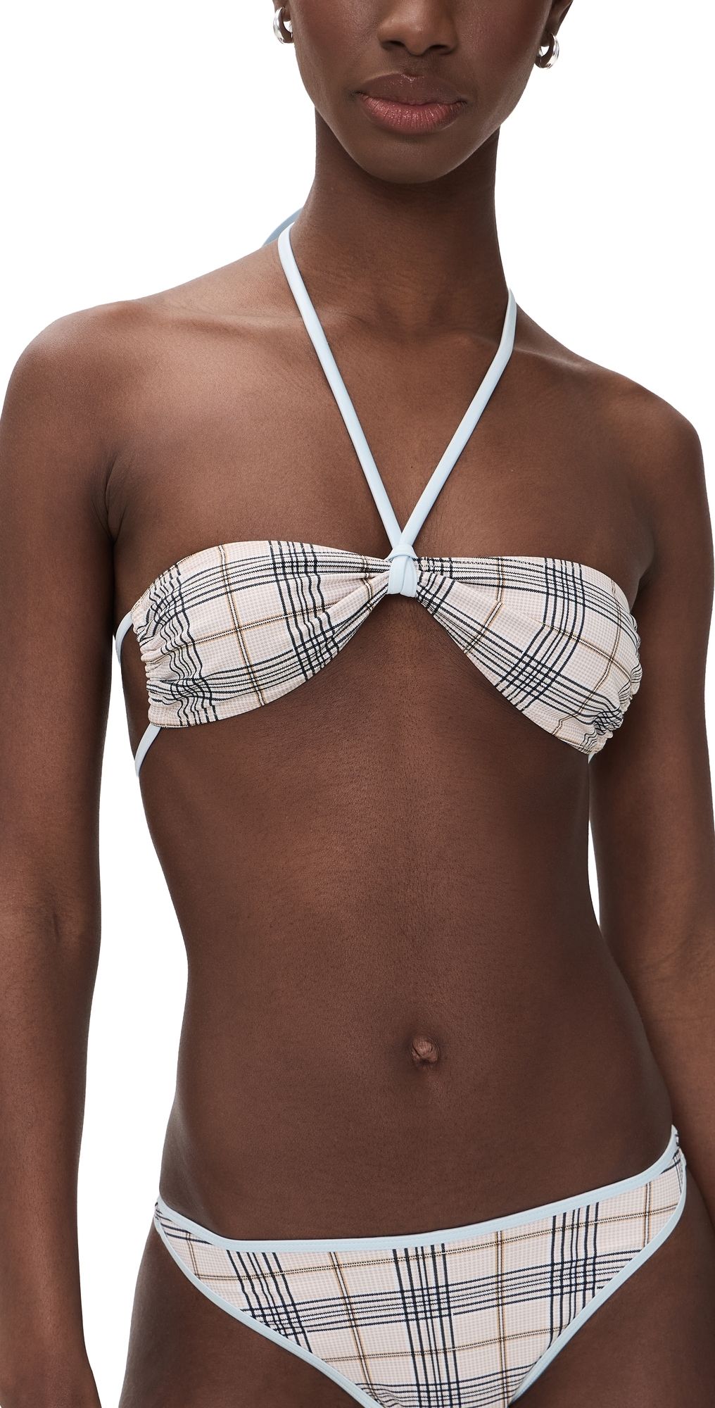 Lioness Bloom Bikini Top Beige Plaid XXS