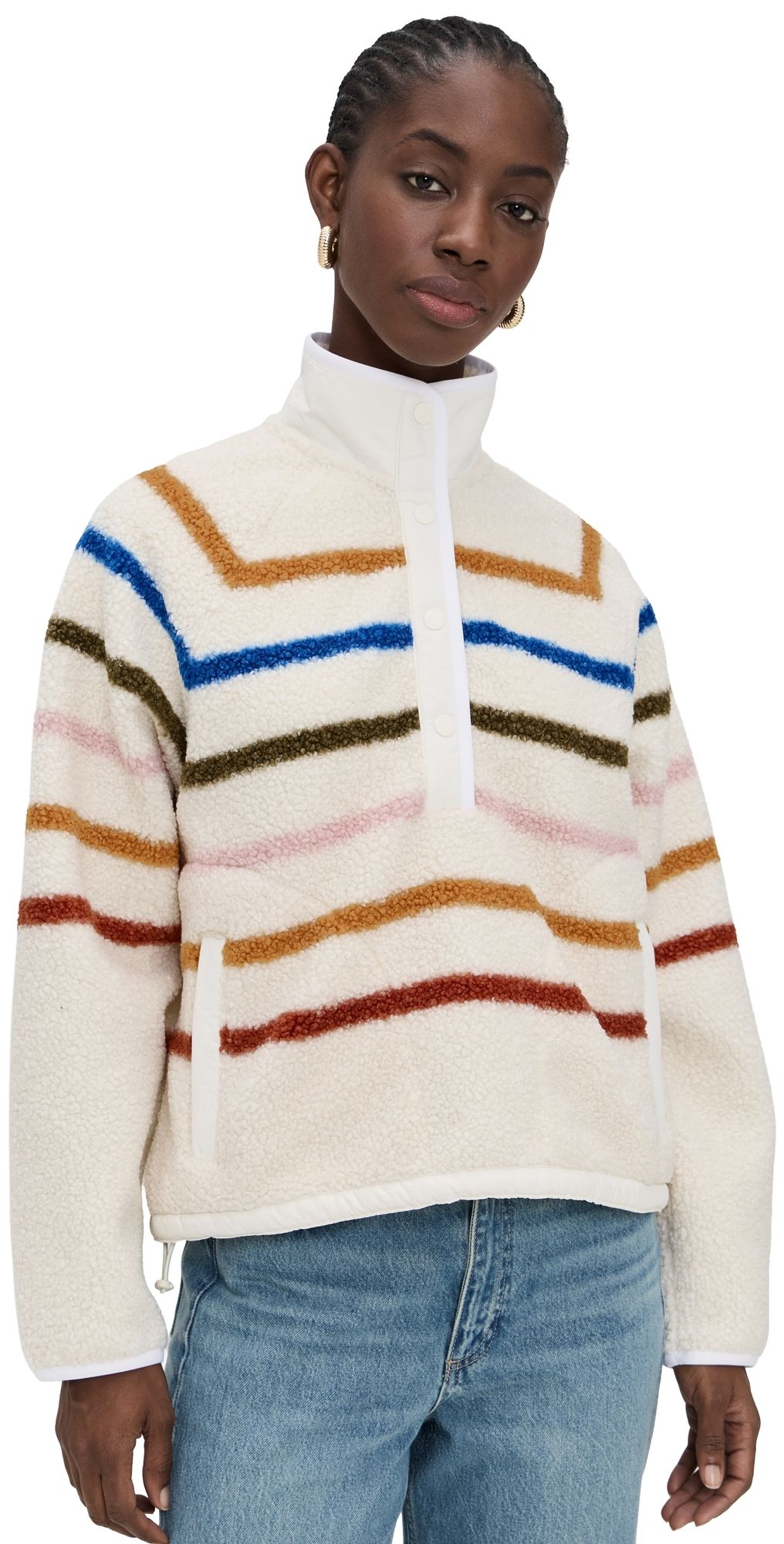 Faherty Fireside Fleece Pullover Dream Fleece Stripe S