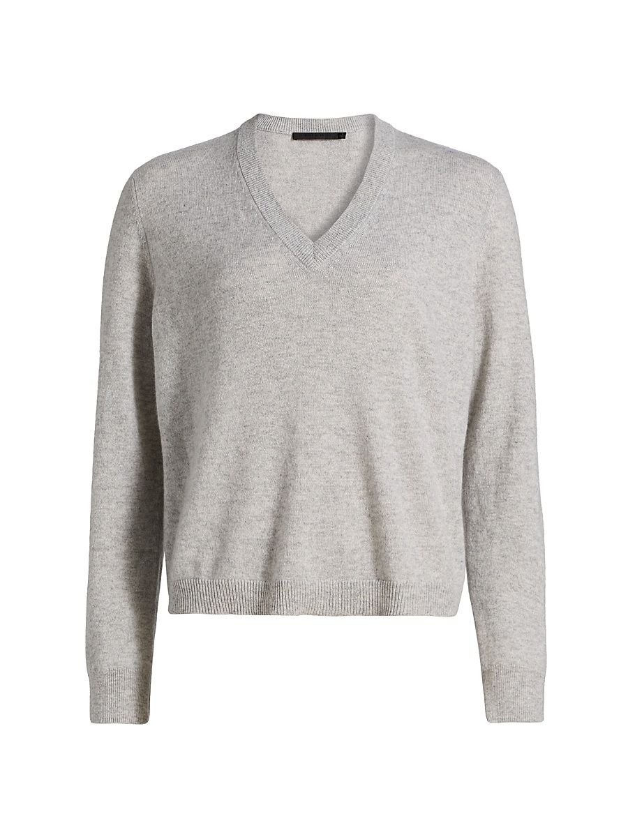 Women's Flynn Cashmere V-Neck Sweater - Grey - Size Large