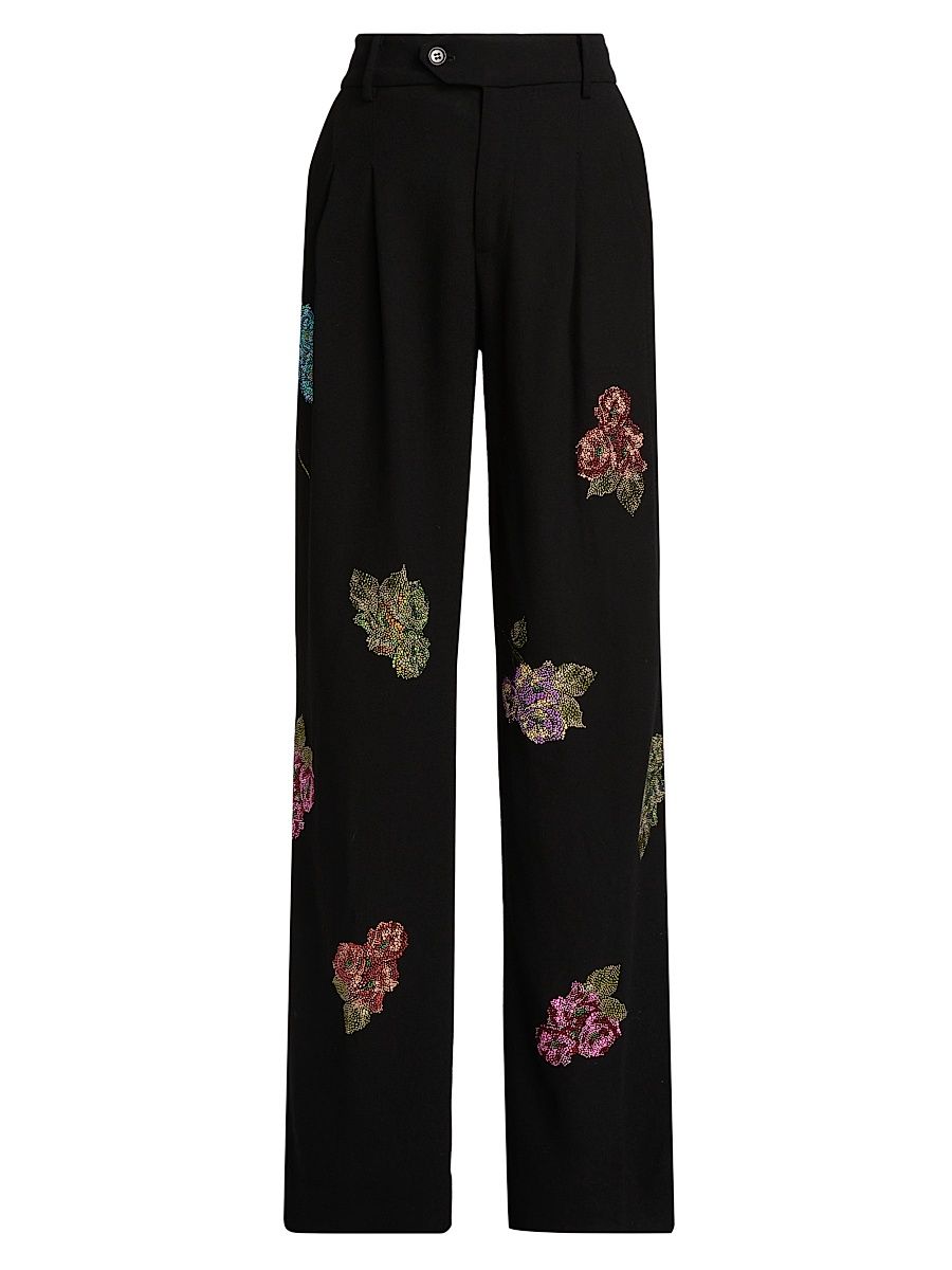 Women's Primrose Wool Baggy Trousers - Black - Size XL