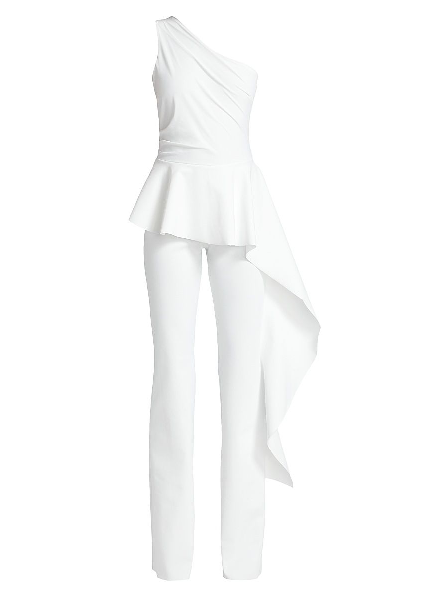 Women's Kincso One-Shoulder Peplum Jumpsuit - White - Size 12