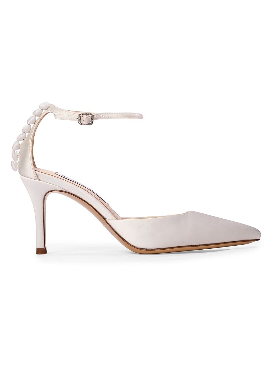 Women's Grace Satin Pumps - White Satin - Size 12