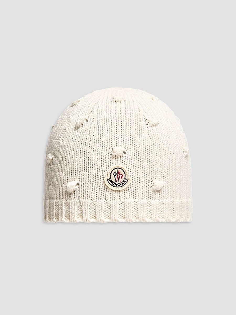 Baby Girl's and Little Girl's Beanie Hat in Wool Cashmere - White - Size XS