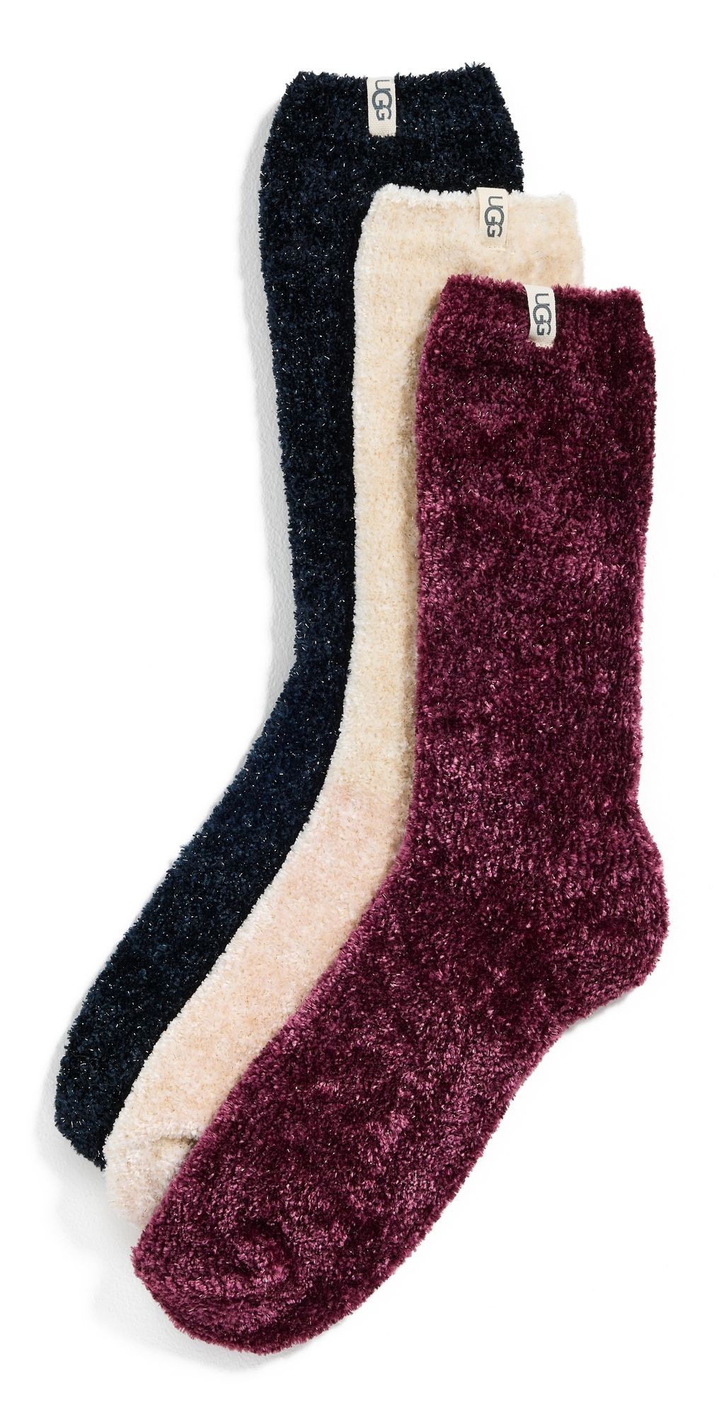 UGG Leda Sparkle Socks 3 Pack Cream/Wild Grape/Black One Size