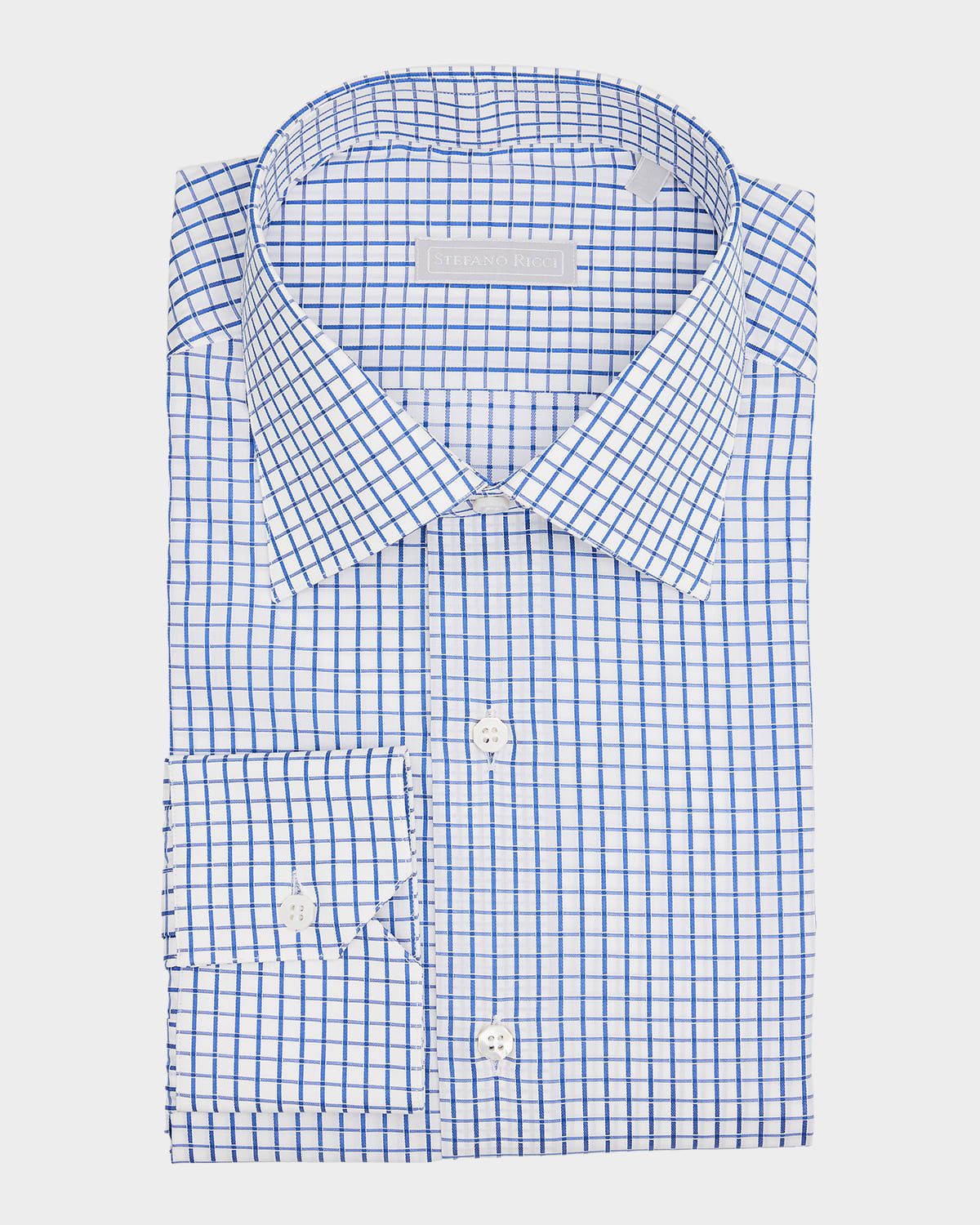 Men & apos;s Cotton Grid Check Jacquard Dress Shirt