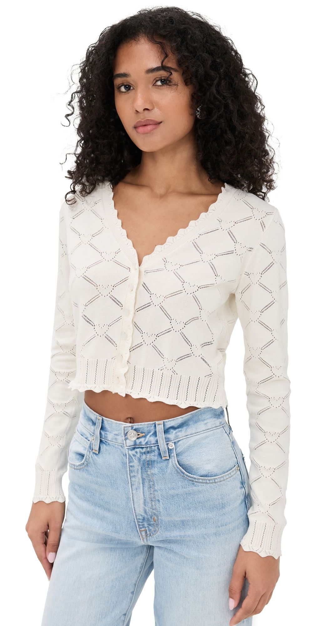 LoveShackFancy Petra Cardigan Parchment M