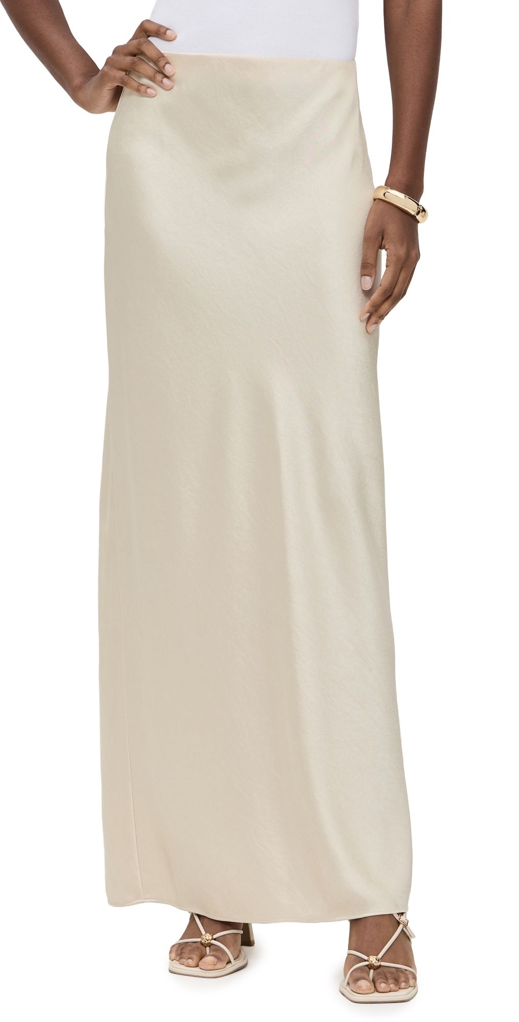 Vince Fluid Satin Column Skirt Bona 4