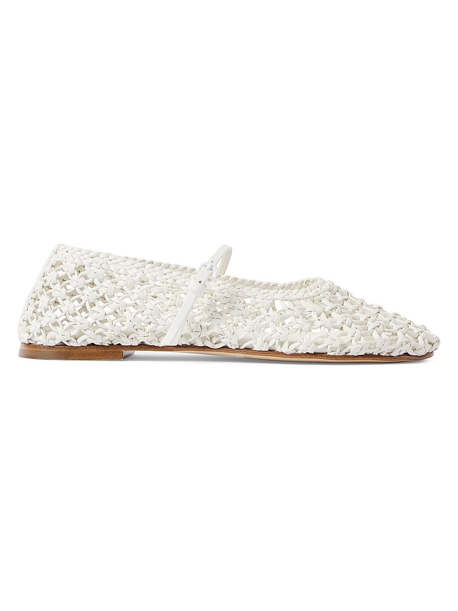 Women's Balla Woven Leather Mary Janes - White - Size 12