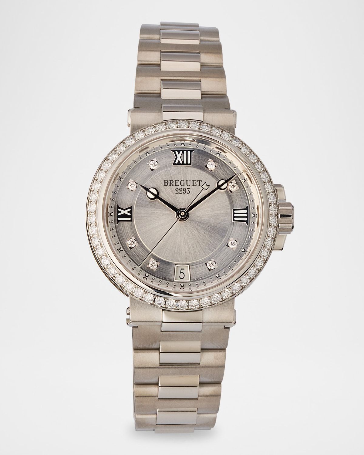 Stainless Steel Marine 33.8mm Diamond Watch with Bracelet Strap