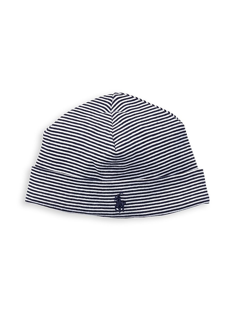 Baby's Striped Cotton Hat - Navy