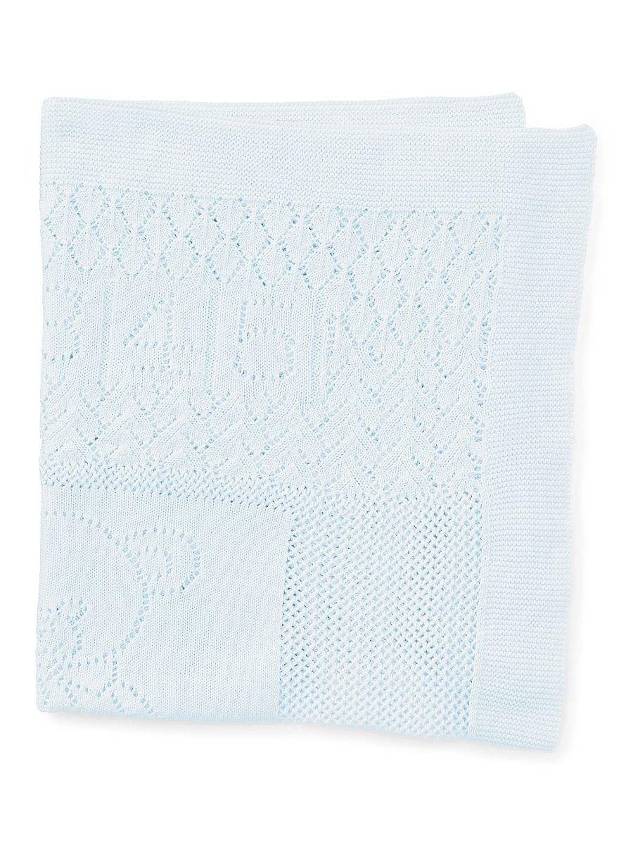Baby's Polo Bear & Heart Cotton Blanket - Blue
