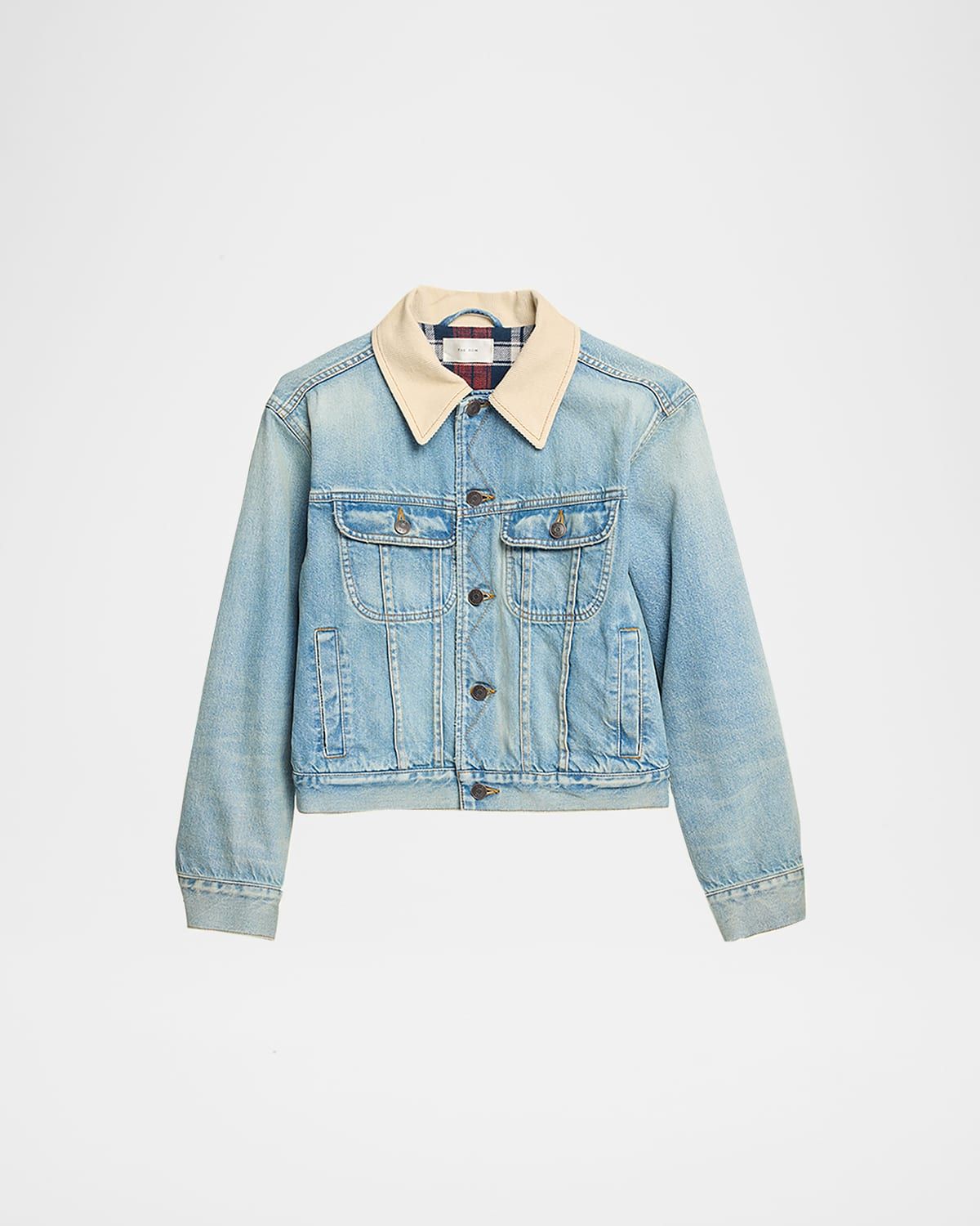 Joras Crop Denim Jacket with Corduroy Collar