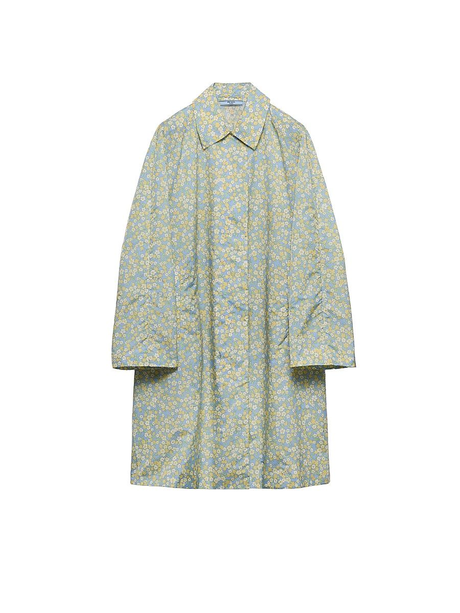 Women's Printed Nylon Raincoat - Yellow - Size 2