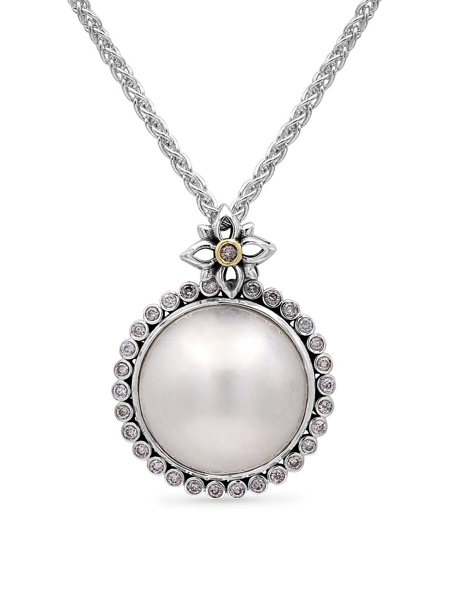 Women's Pearlicious Sterling Silver, 18K Yellow Gold & Multi-Gemstone Pendant Necklace - Silver