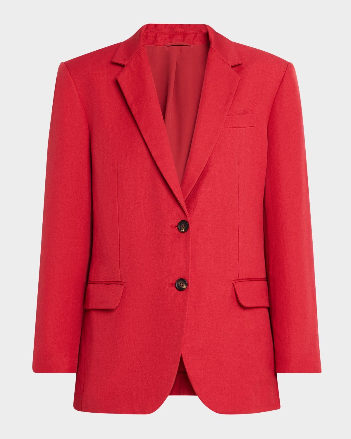 Structured Canvas Single-Breasted Blazer