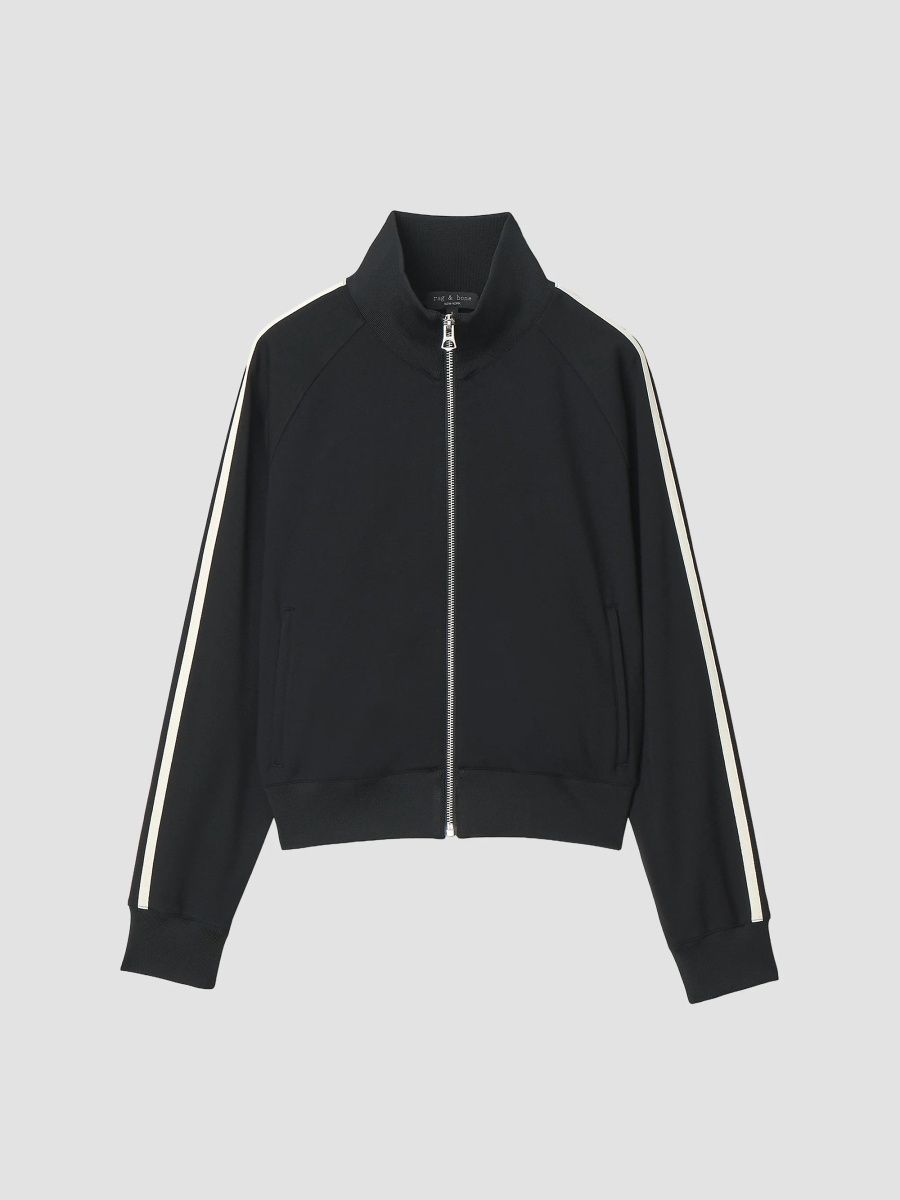 rag & bone Women's Irina Ponte Track Jacket - Black Multi - Size Medium
