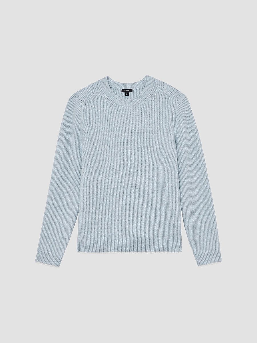 Reiss Men's Crammond Brushed Wool-Blend Sweater - Soft Blue - Size XL