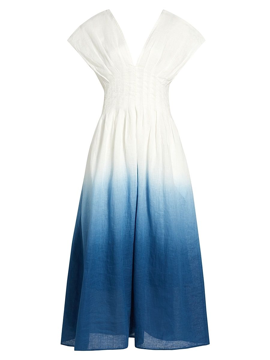 Women's Sonya Pleated Ombré Midi-Dress - Dip Dye - Size 10