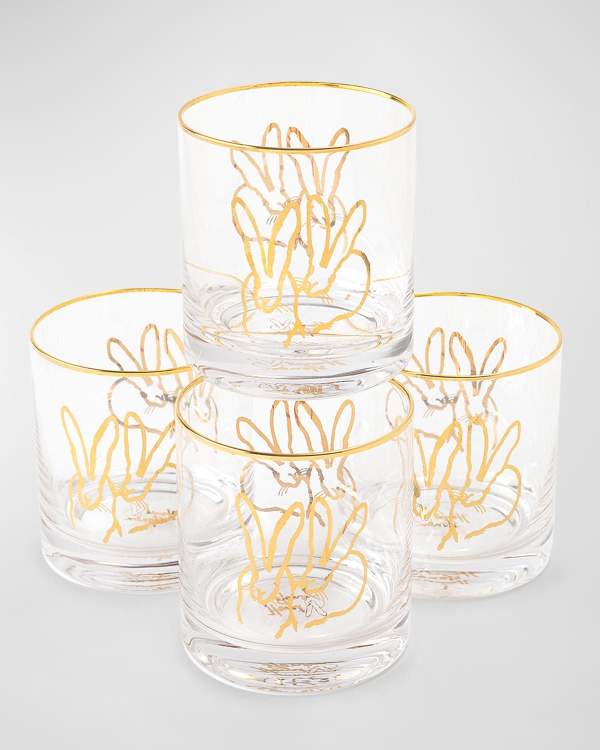 Double Bunny Old Fashioned Glasses, Set of 4