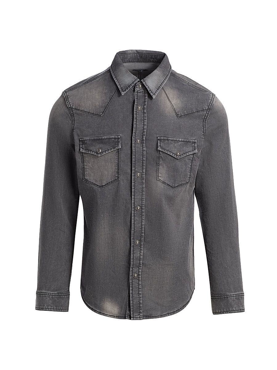 Men's Eastwood Cotton-Blend Denim Shirt - Smokescreen - Size XXL