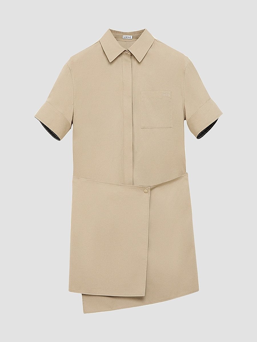 Women's Cotton-Blend Shirtdress - Beige - Size 0