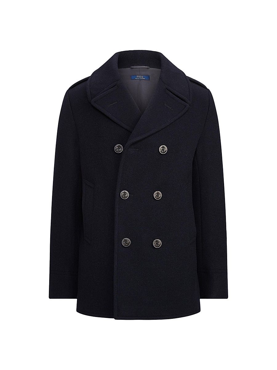 Polo Ralph Lauren Men's Wool-Blend Melton Peacoat - Navy - Size 46