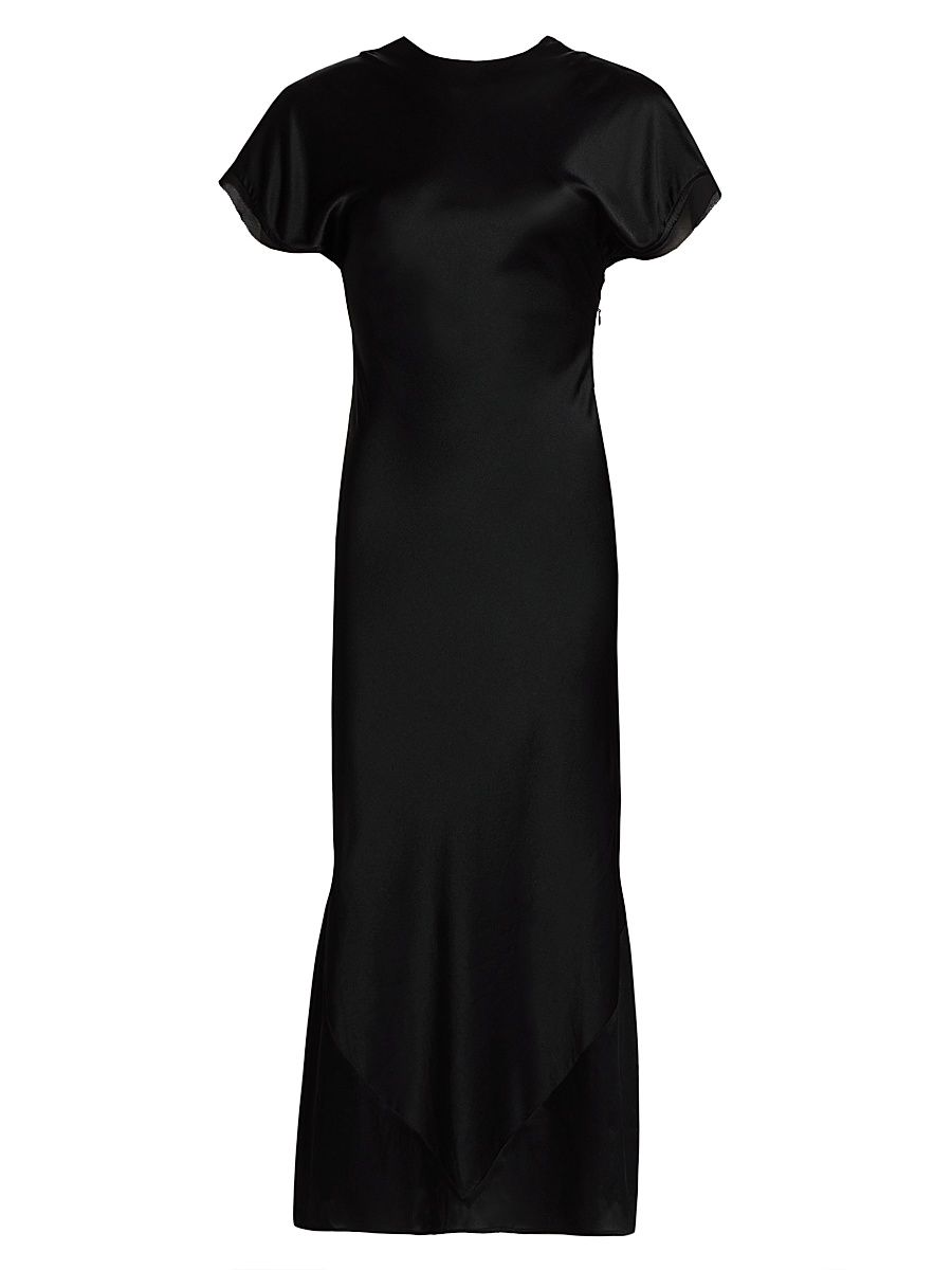 Women's Chiclana Dakota Silk A-Line Midi-Dress - Black - Size Small