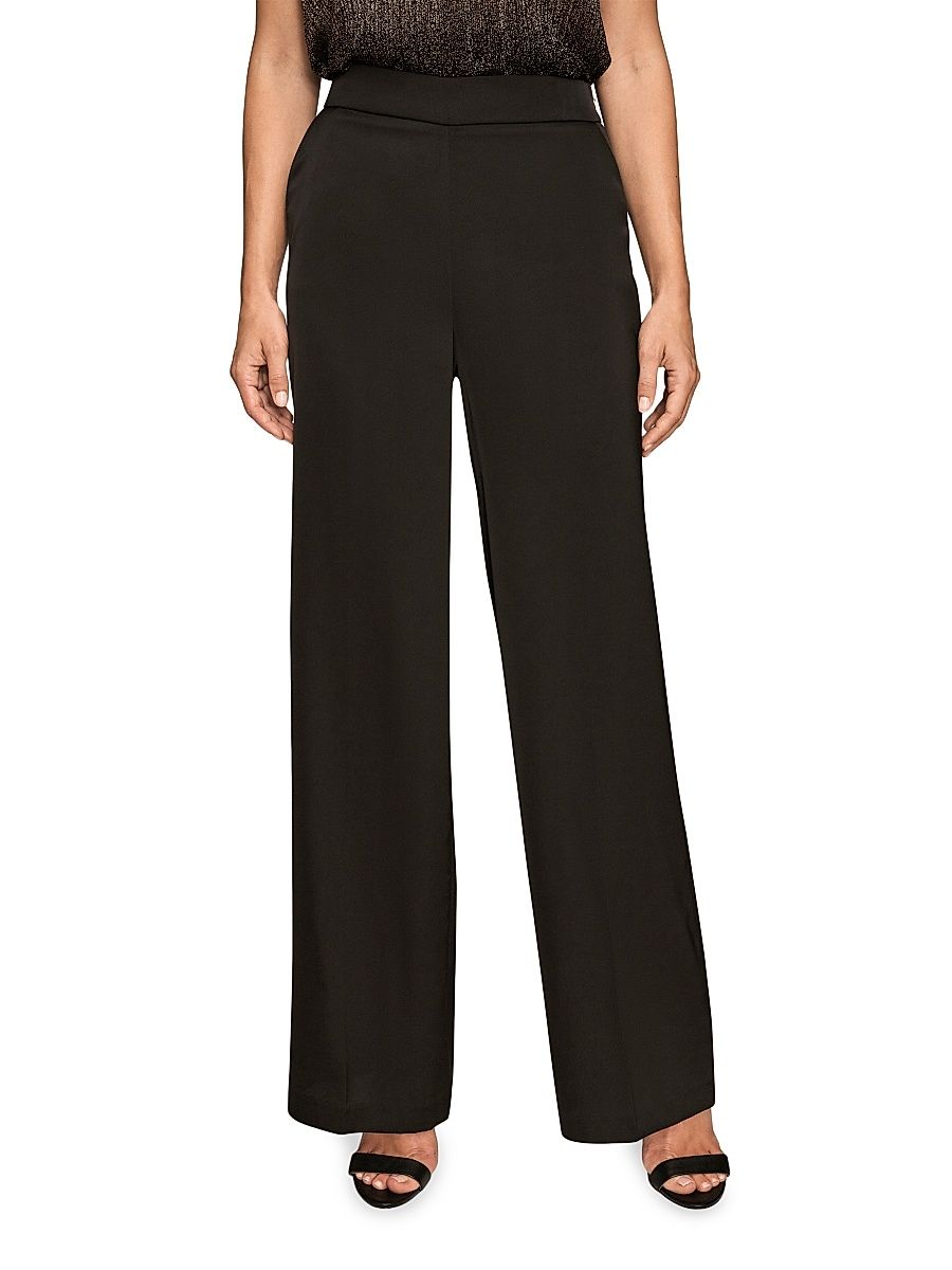 Women's October Charmeuse Wide-Leg Pants - Black - Size 2