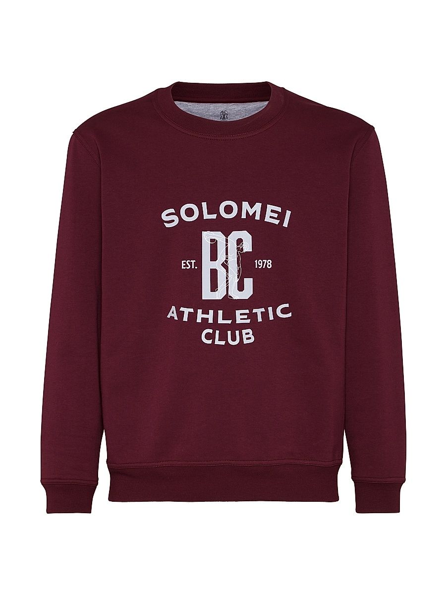 Men's Techno Cotton French Terry Sweatshirt with Print - Amaranth Red - Size XXXXL