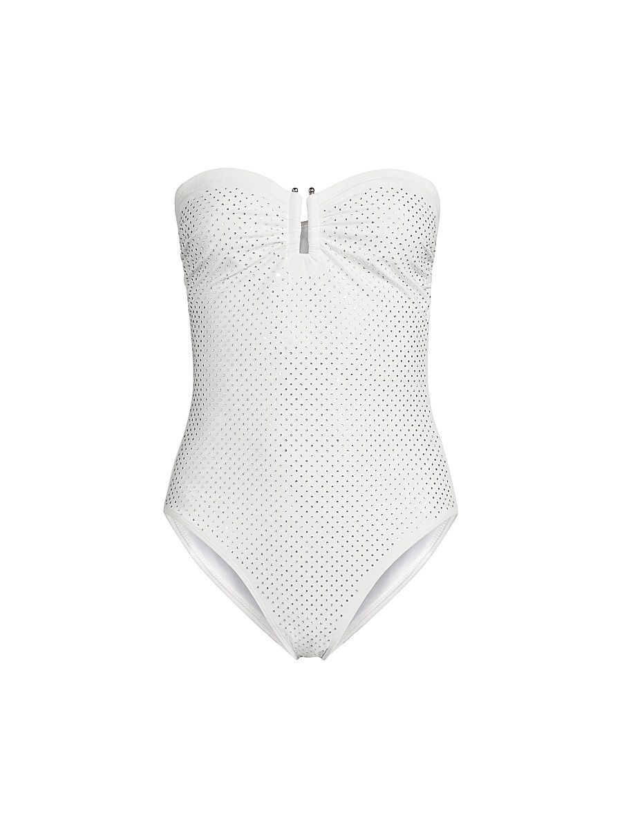 Women's Daphne Embellished One-Piece Swimsuit - Ivory - Size Large