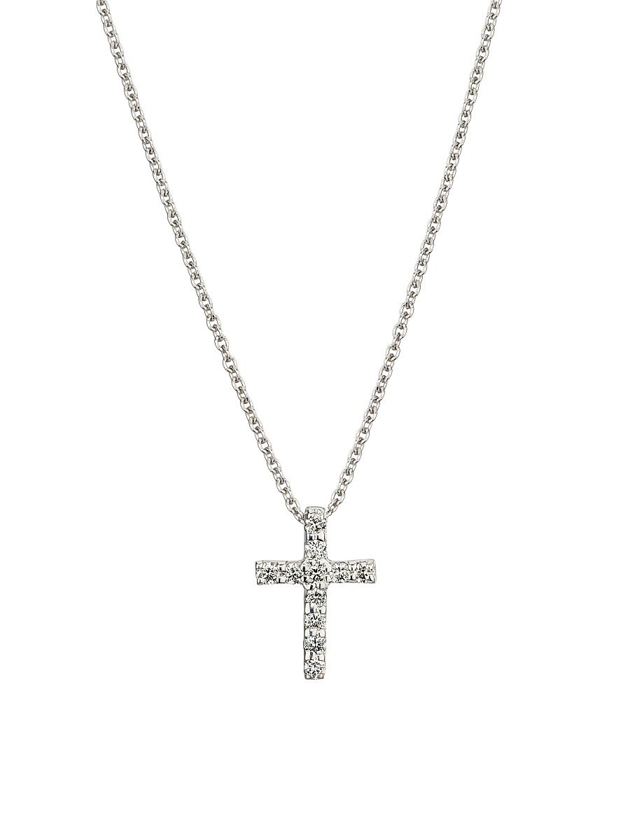 Women's Tiny Treasures Small Cross 18K White Gold, Ruby & 0.10 TCW Diamond Necklace - White Gold