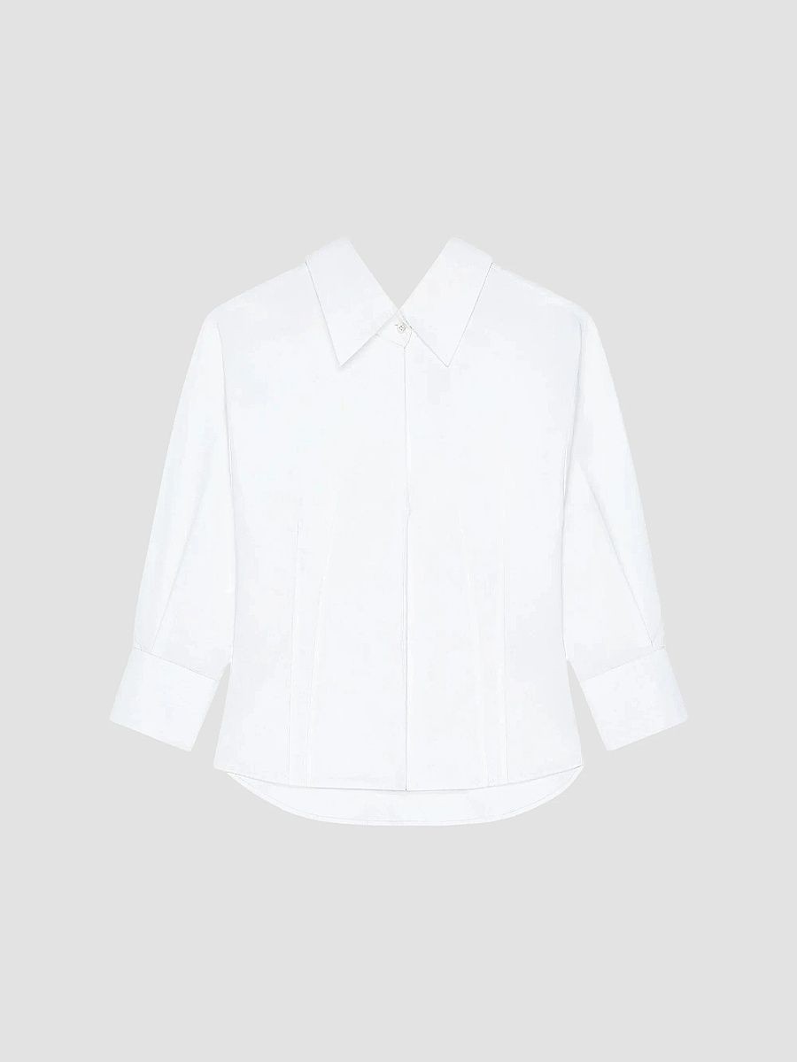 Givenchy Women's Slashed Shirt in Poplin - White - Size 12