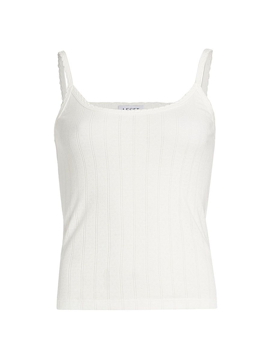 Women's Pointelle-Knit Classic Tank - White - Size XL